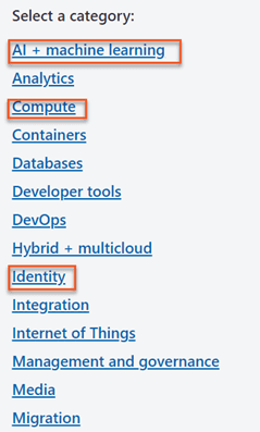 Microsoft Azure Services Categories